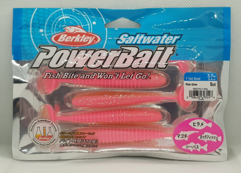 BERKLEY POWERBAIT T-Tail Shad 3.7" Shad Pink Glow - Bait Tackle Store