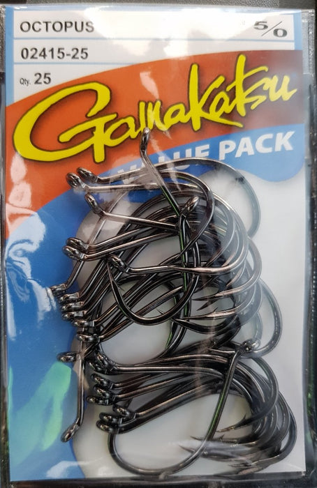 GAMAKATSU Octopus Hook Value Pack (25 Piece) (Black) 5/0 - Bait Tackle Store
