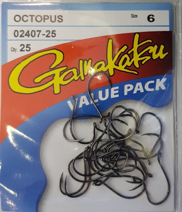GAMAKATSU Octopus Hook Value Pack (25 Piece) (Black) 6 - Bait Tackle Store