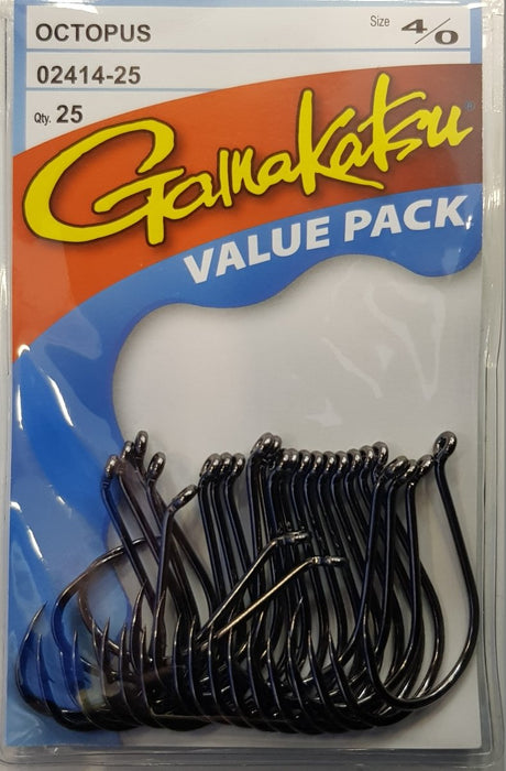 GAMAKATSU Octopus Hook Value Pack (25 Piece) (Black) 4/0 - Bait Tackle Store