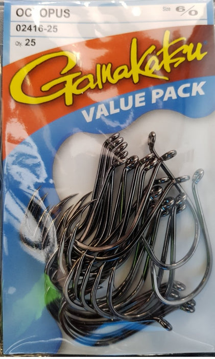 GAMAKATSU Octopus Hook Value Pack (25 Piece) (Black) 6/0 - Bait Tackle Store