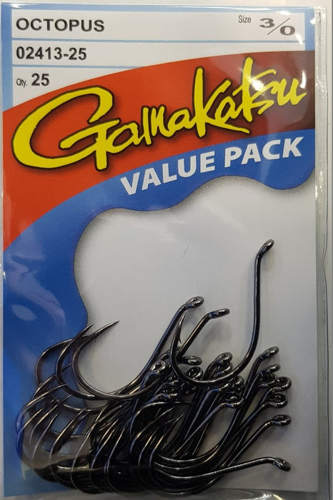 GAMAKATSU Octopus Hook Value Pack (25 Piece) (Black) 3/0 - Bait Tackle Store
