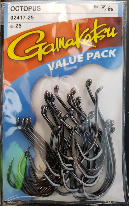 GAMAKATSU Octopus Hook Value Pack (25 Piece) (Black) 7/0 - Bait Tackle Store
