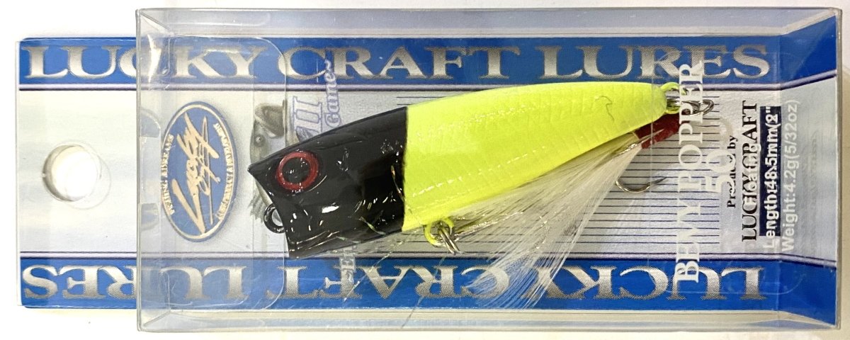 LUCKY CRAFT Bevy Popper 50 Chartreuse Black Head - Bait Tackle Store