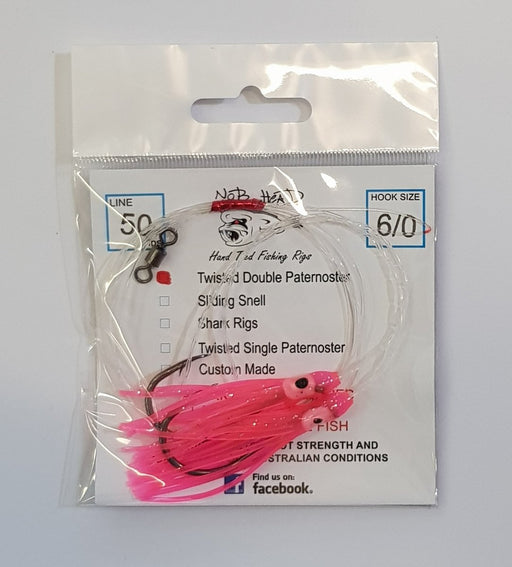 NOB HEAD Twisted Double Paternoster Rig 6/0 50lb Pink - Bait Tackle Store