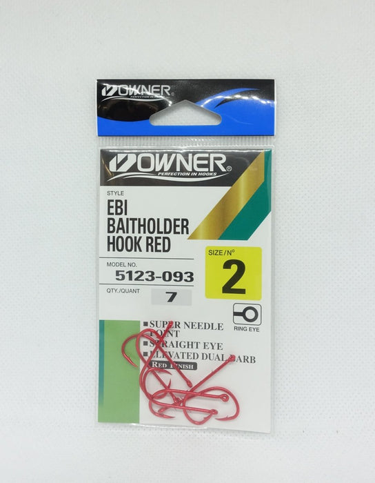 OWNER EBI Baitholder Hook (Red) #2 - Bait Tackle Store