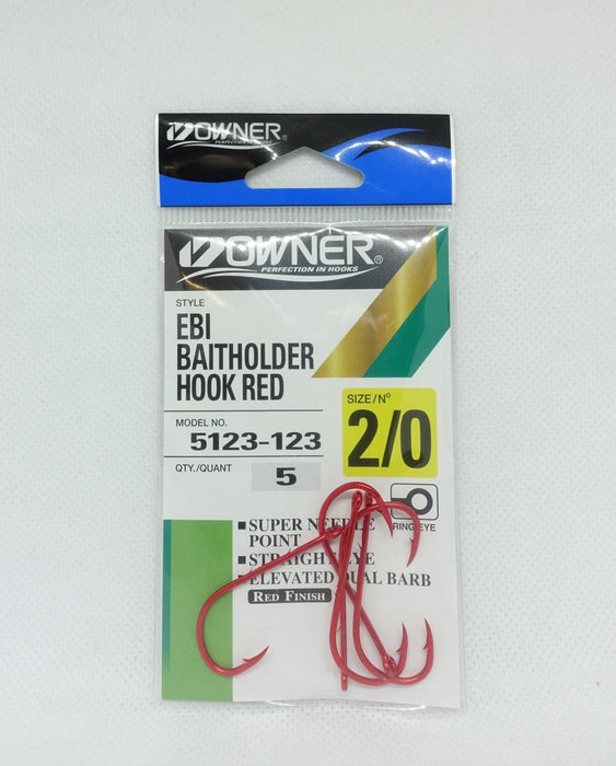 OWNER EBI Baitholder Hook (Red) #2/0 - Bait Tackle Store