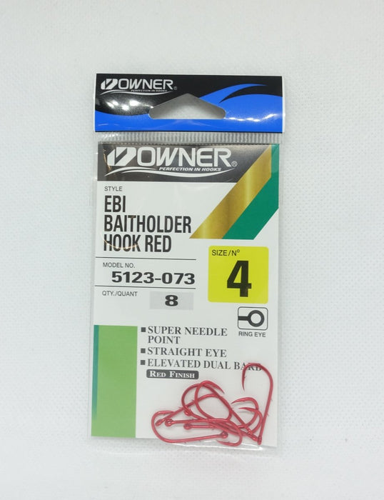 OWNER EBI Baitholder Hook (Red) #4 - Bait Tackle Store