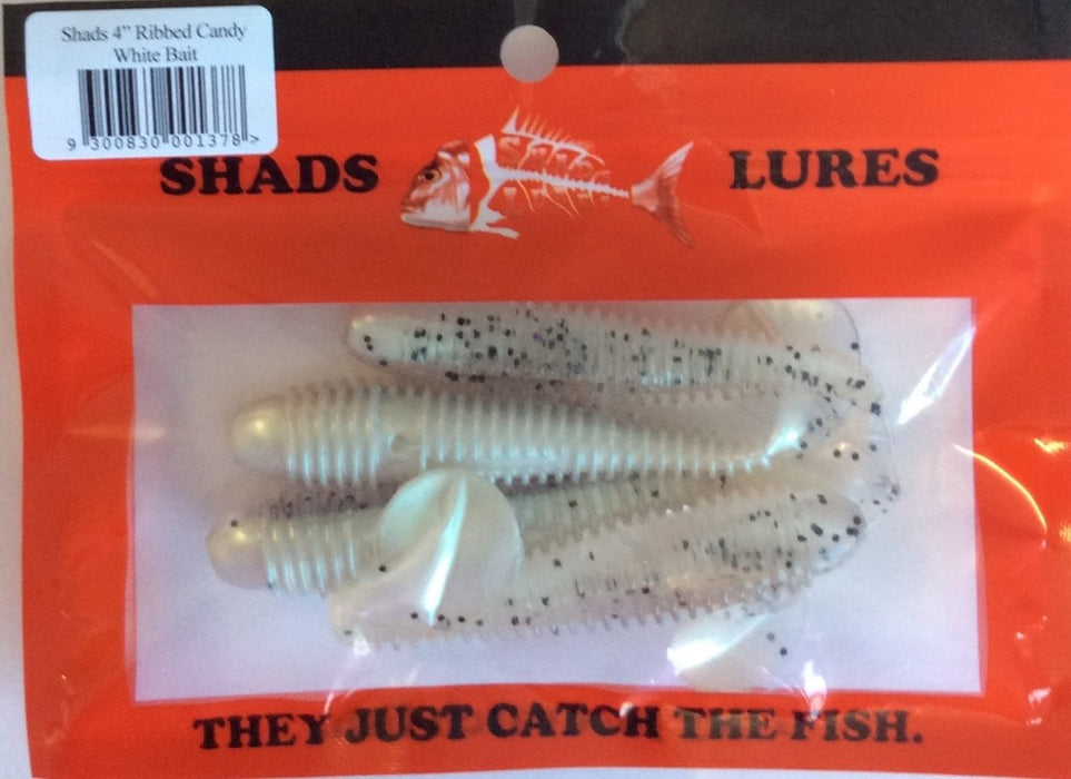 SHADS LURES 4" Ribbed Candy 2 White Bait - Bait Tackle Store
