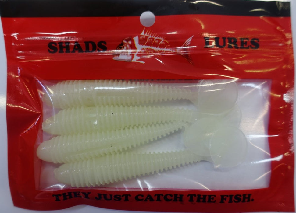 SHADS LURES 4" Ribbed Candy 6 Glow - Bait Tackle Store